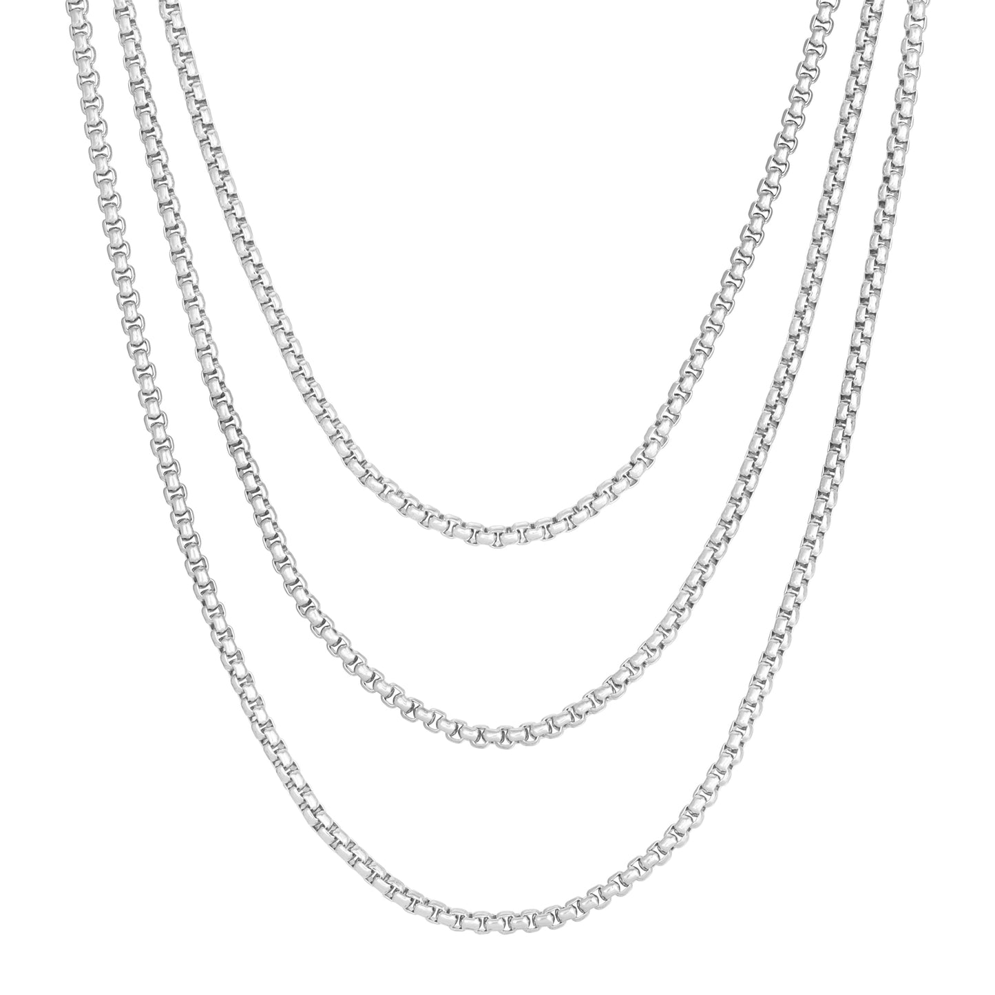 Triple Layer Thin Luciana Box Chain Necklace by Eklexic